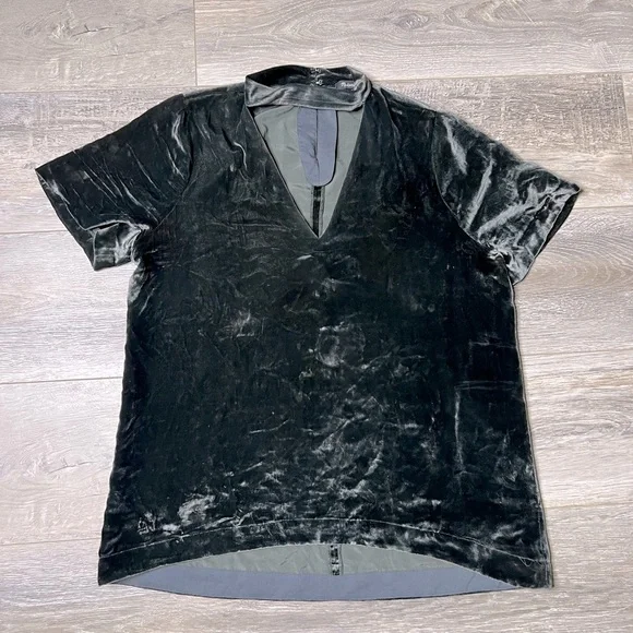 Madewell Choker Top Dark Greenish Grayish Velvety Look & Feel EUC Women's - Picture 2 of 10